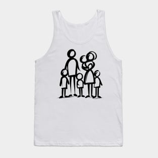 Stick figure family in black ink Tank Top